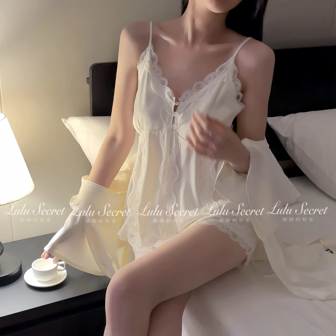 【奶油慕斯】璐璐的秘密高定轻奢睡衣2024夏季新款吊带短裤套装