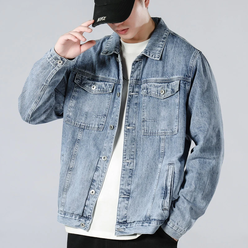春秋季新款男士牛仔外套修身潮牌夹克休闲帅气牛仔衣男装褂子潮流