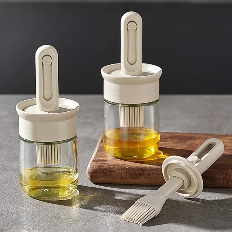 祝氏心宜伸缩油刷瓶烧烤刷家用烙饼硅胶油刷玻璃油壶油刷带瓶一体