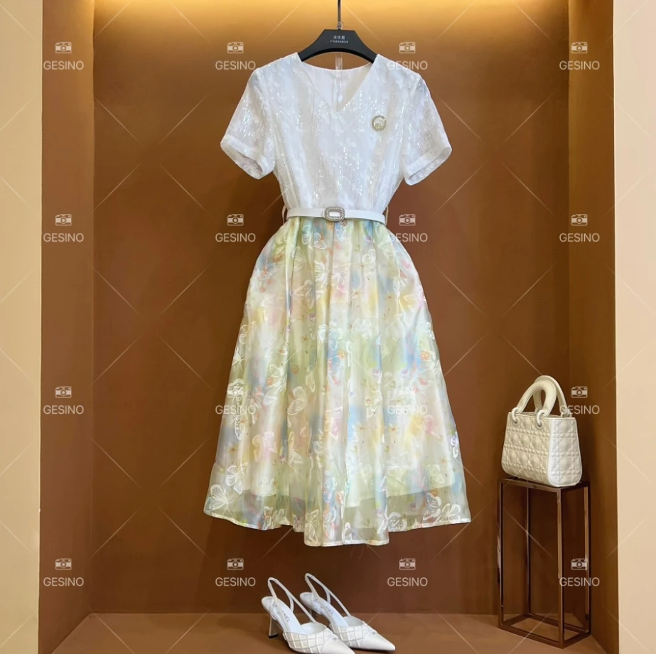 【M-X】春夏丨设计师轻奢法式气质印花女士连衣裙 CX-2024295
