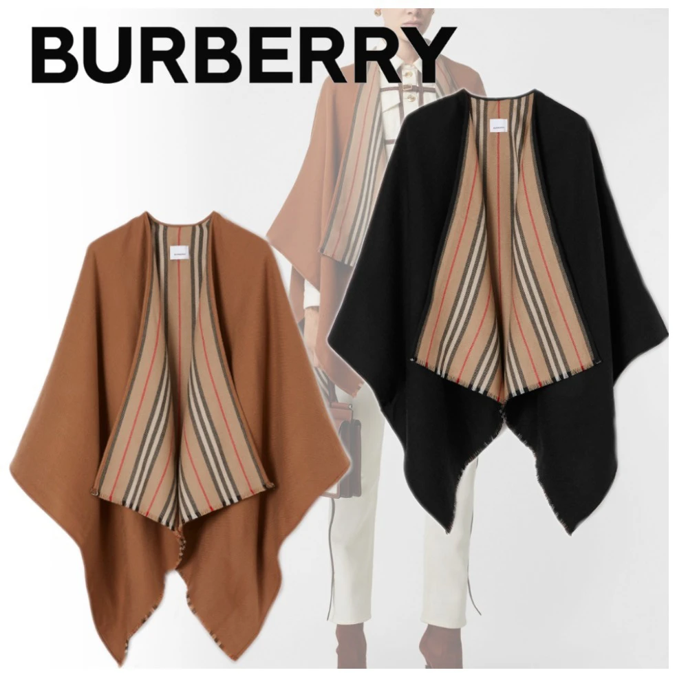 未使用 BURBERRY/博柏利 女士双面羊毛披肩披风 130×130cm