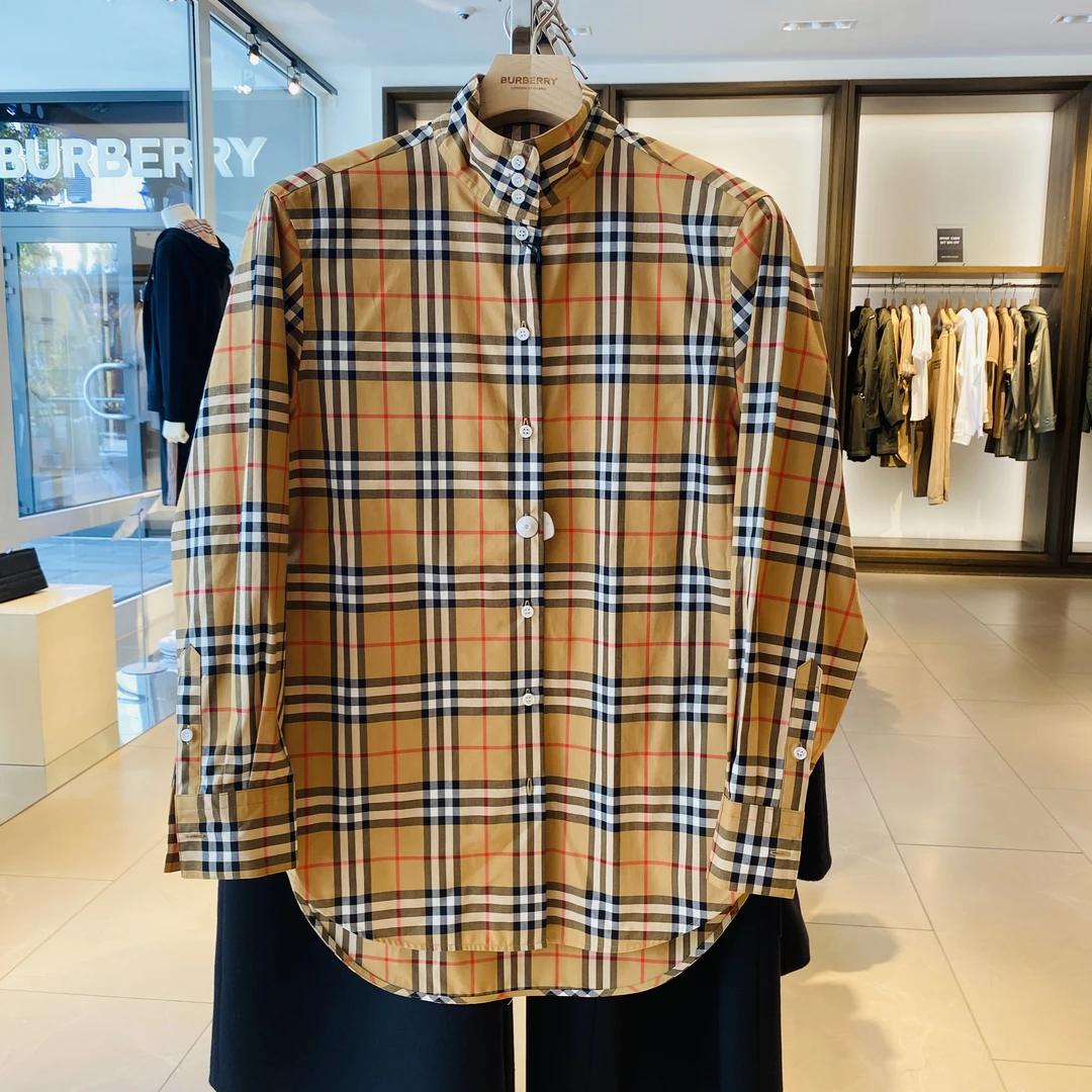 未使用 BURBERRY/博柏利 女士衬衣长袖休闲衬衫经典驼格纹