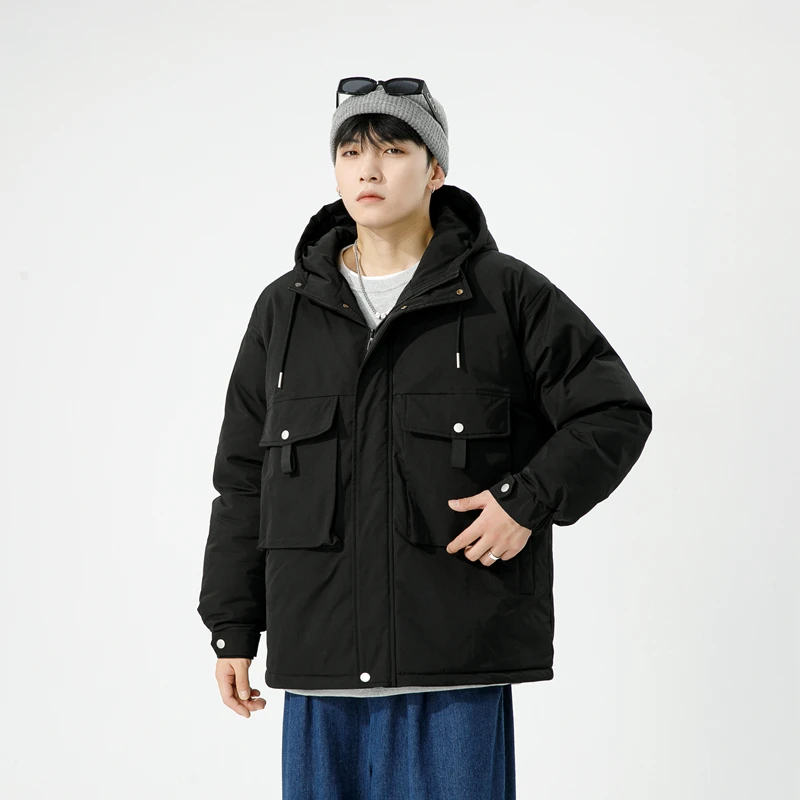 冬季新款加厚情侣外套宽松连帽潮流连帽加棉加厚外套