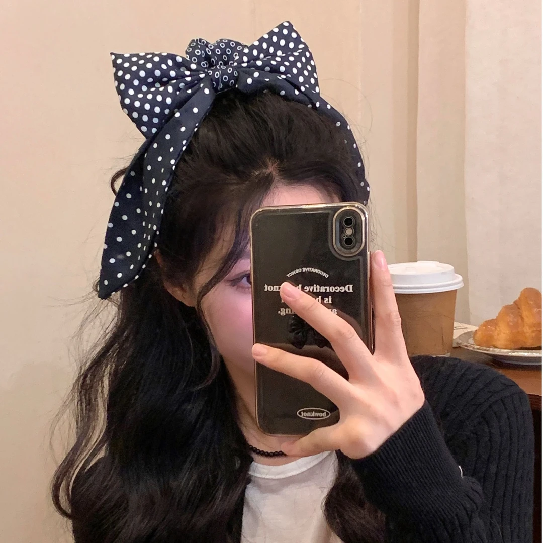 韩系波点蝴蝶结飘带大肠发圈