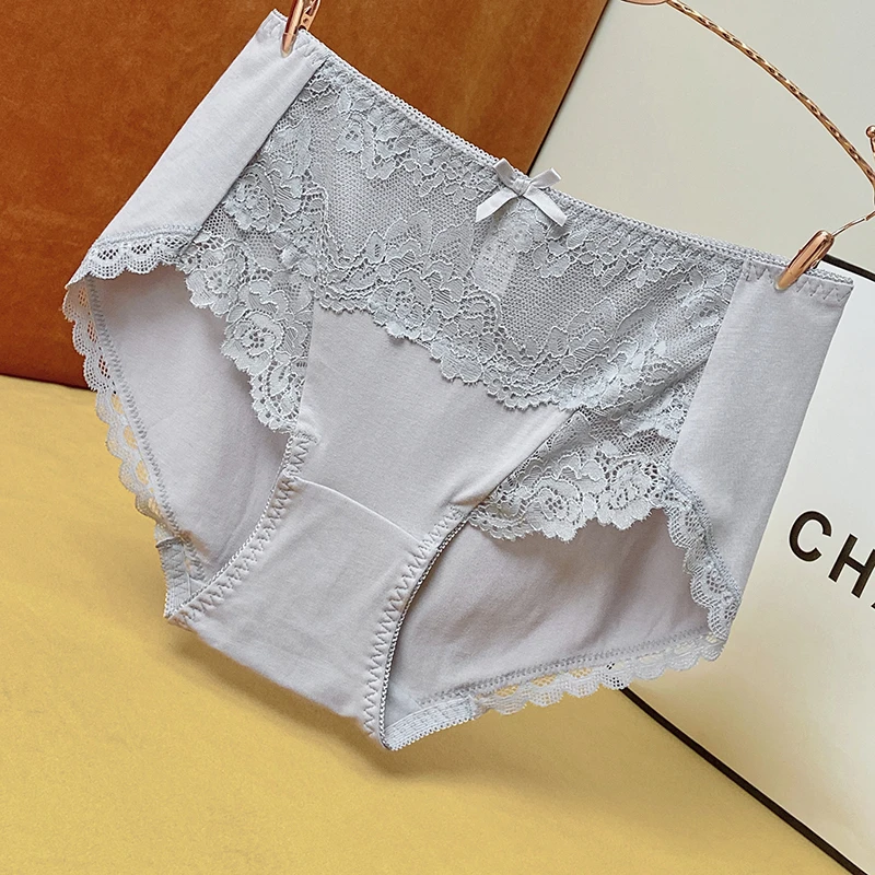 莫代尔女士内裤不夹臀舒适无痕蕾丝大码纯棉裆中腰2024新款三角裤