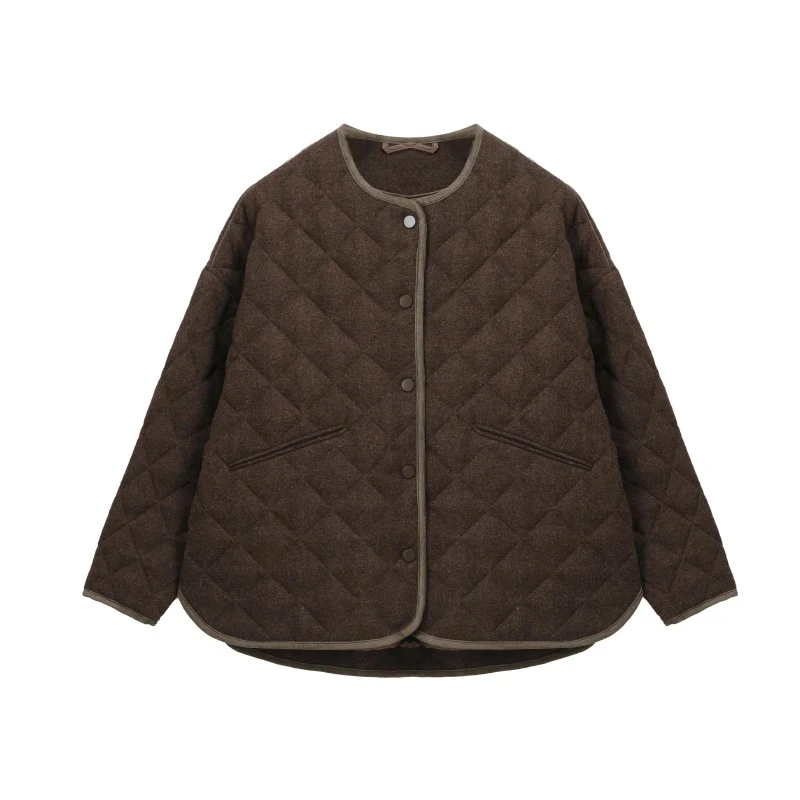 洋气百搭女装时尚宽松羊毛菱格90白鹅绒羽绒服-8009