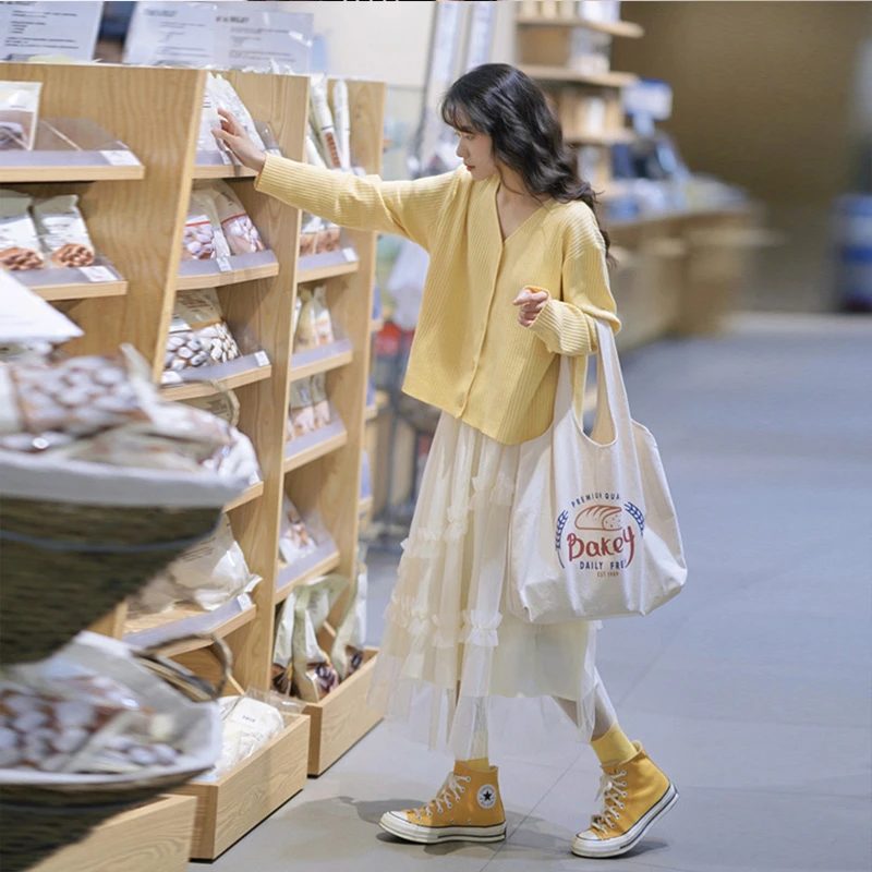 69577秋季新款盐甜系洋气慵懒风少女穿搭毛衣针织衫减龄半身裙