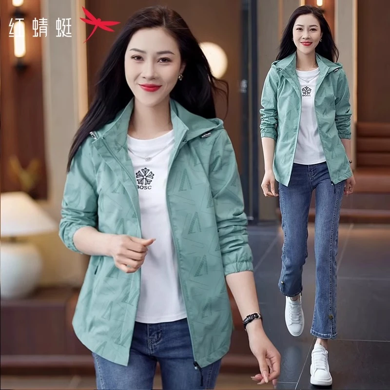 【品牌】红蜻蜓休闲外套女秋季2025新款时尚冲锋衣薄款夹克短款上衣