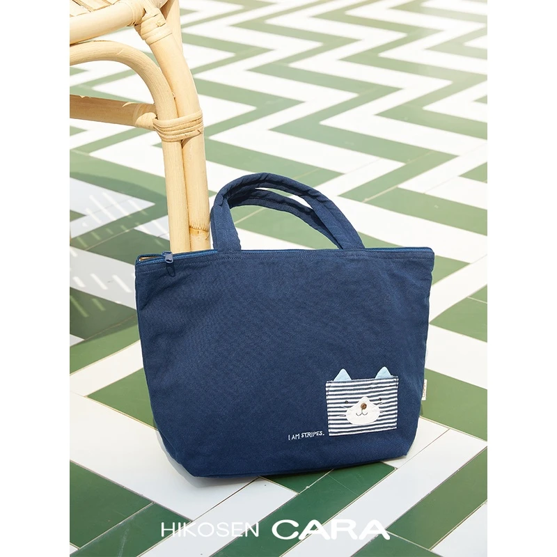 HIKOSEN CARA卡拉猫手提包ins风粉色日系潮牌帆布包手拎包购物袋
