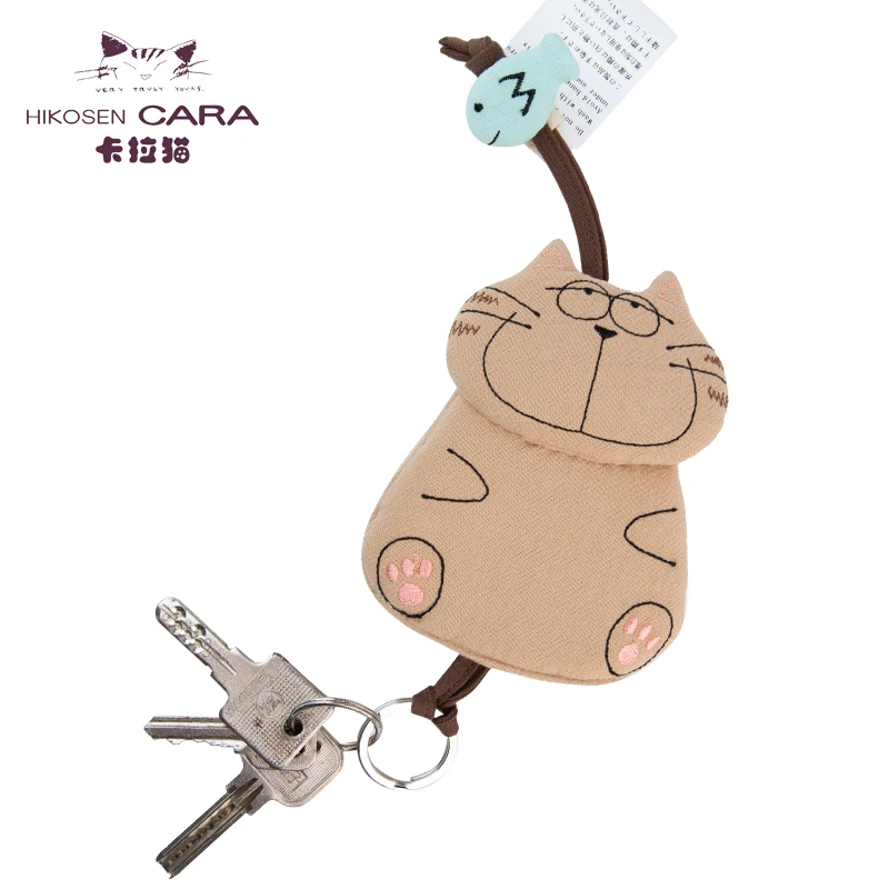 HIKOSEN CARA卡拉猫钥匙包日本原创设计潮牌帆布女可爱汽车锁匙包