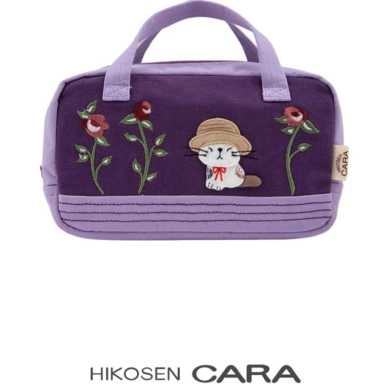 HIKOSEN CARA卡拉猫园丁喵精油包可爱猫咪日本潮牌女化妆包手提包