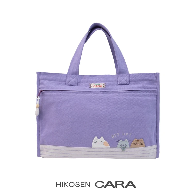 HIKOSEN CARA卡拉猫帆布手提包可爱猫咪大容量笔记本女拉链单肩包