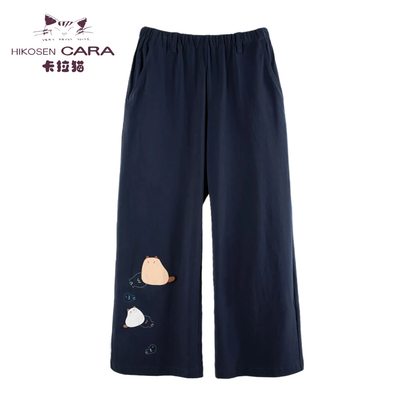 HIKOSEN CARA卡拉猫夏季休闲裤女士直筒裤宽松中腰薄款日系裤子