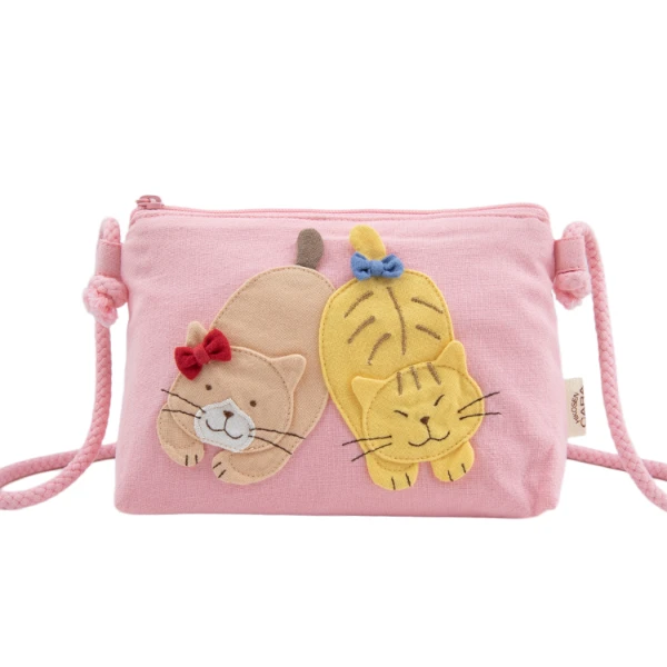 HIKOSEN CARA虎斑英短喵喵斜挎包日本潮牌多巴胺色可爱女棉手机包