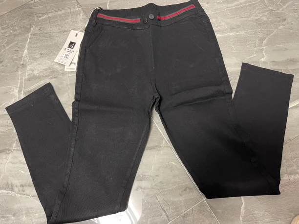 百搭小脚黑色外穿裤打底裤修身聚酯纤维中腰时尚休闲长裤秋冬