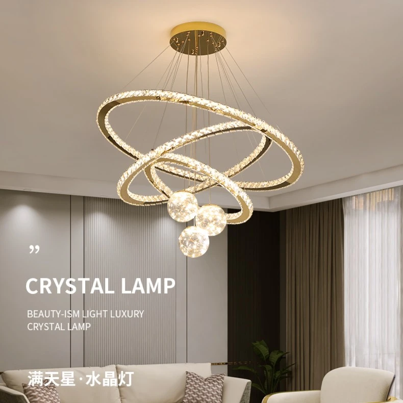 轻奢客厅家用满天星创意简约个性吊灯房间圆形大厅灯酒店楼梯间灯
