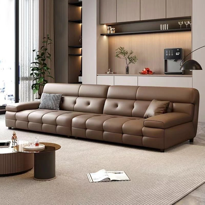 高靠背劳伦斯真皮沙发小户型客厅家用现代简约公寓直排牛皮艺沙发