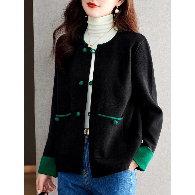 新中式国风短款外套女装2024春秋季新款早春针织开衫初春薄款上衣
