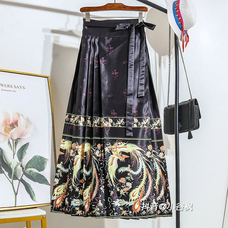 新中式国风一片式明制汉服马面裙百褶裙半身裙女春秋2024半裙长裙