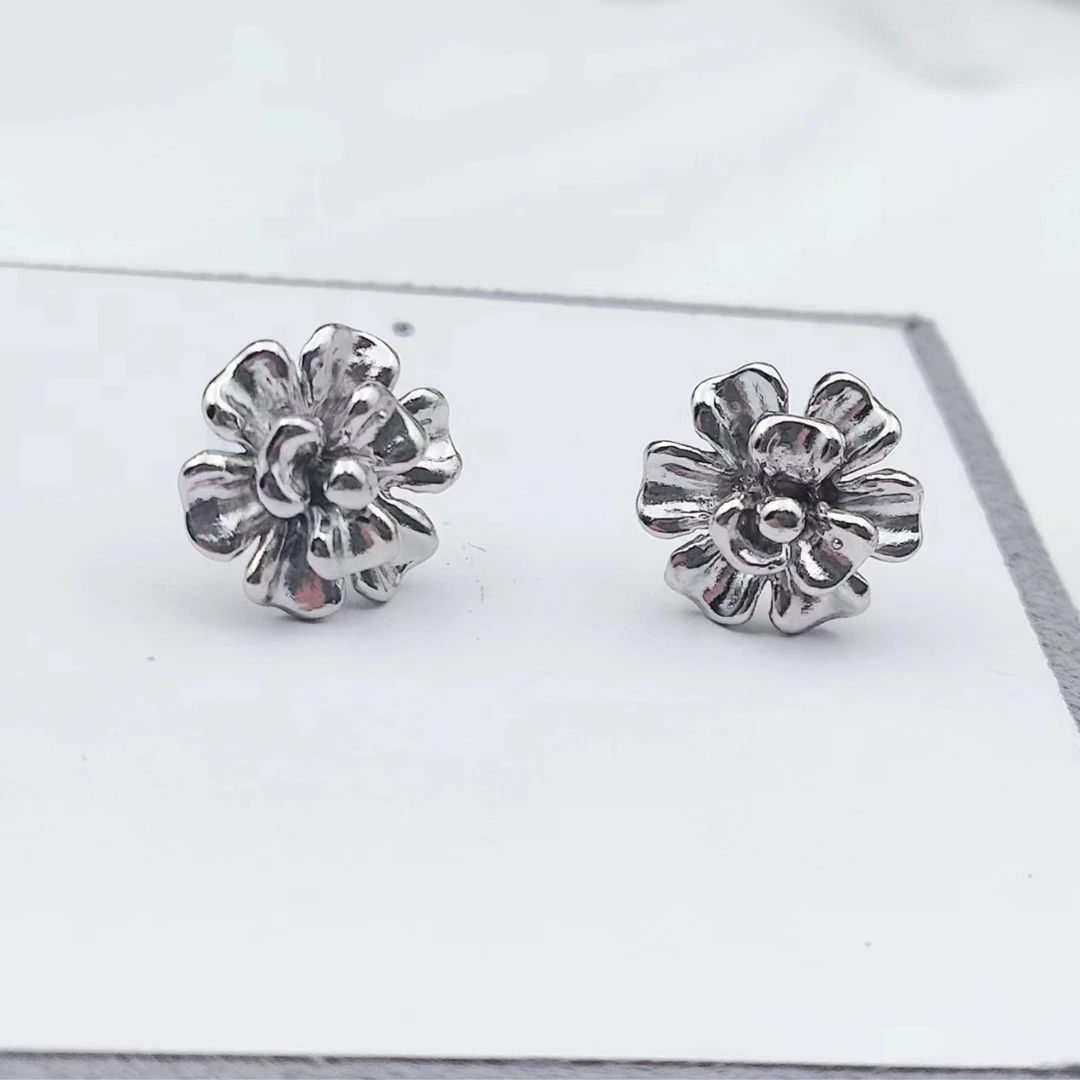 彩云泰 足银耳饰 足银 太阳花耳钉 百搭简约