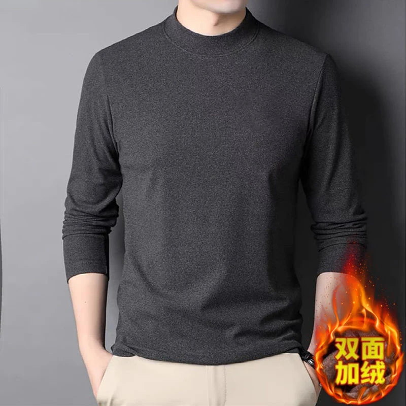 清仓捡漏~阳离子高端秋冬中高领德绒加绒加厚保暖内衣男打底衫