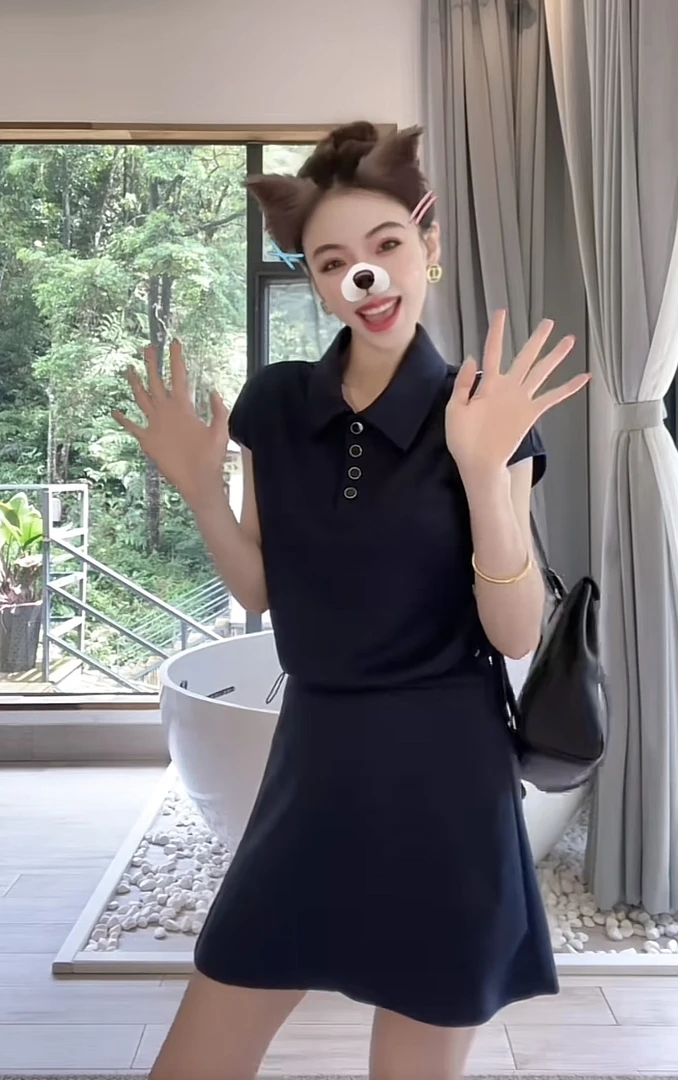 诗诗严选-韩系时尚套装休闲减龄显瘦两件套翻领气质套装238176