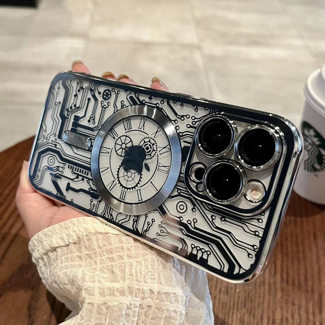 磁吸magsafe机械表iphone14promax苹果15手机壳新款13/12全包镜头