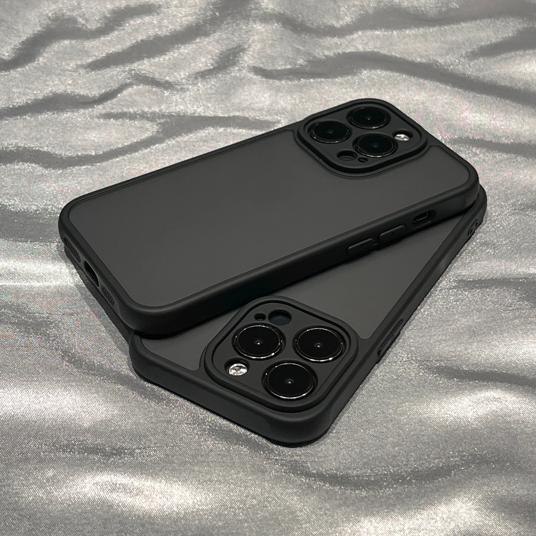 百宝壳磨砂黑适用苹果15/14Promax手机壳iPhone13肤感12/11男女套