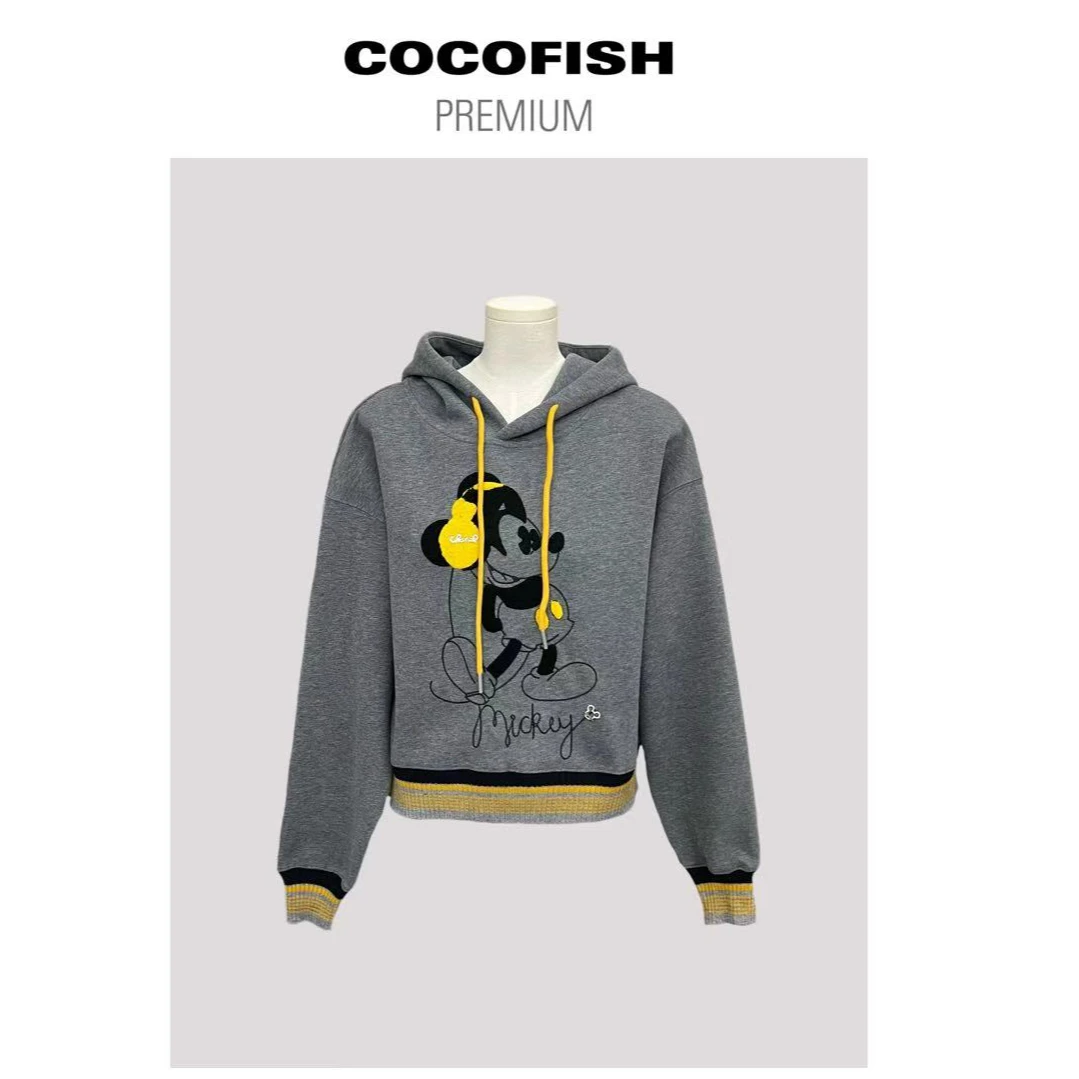 设计感重工刺绣撞色条纹连帽宽松卫衣#90179