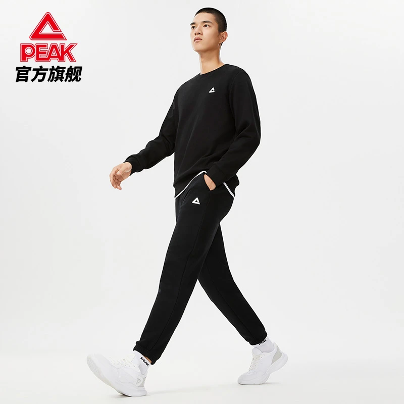 匹克束脚运动裤男女2025新款针织加厚保暖防风加绒卫裤男款