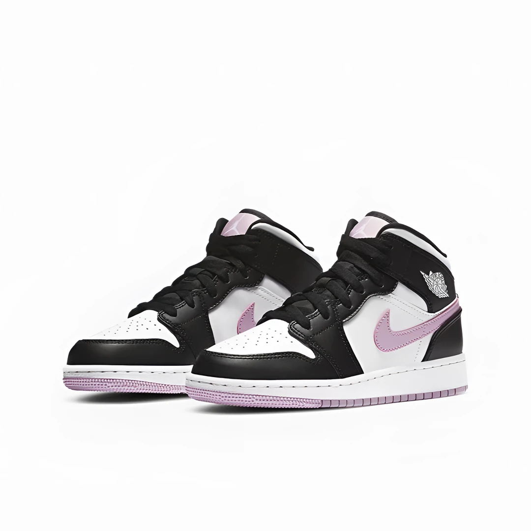 Air jordan 1 Mid AJ1粉熊猫 复古经典女款黑白粉配色 555112-103