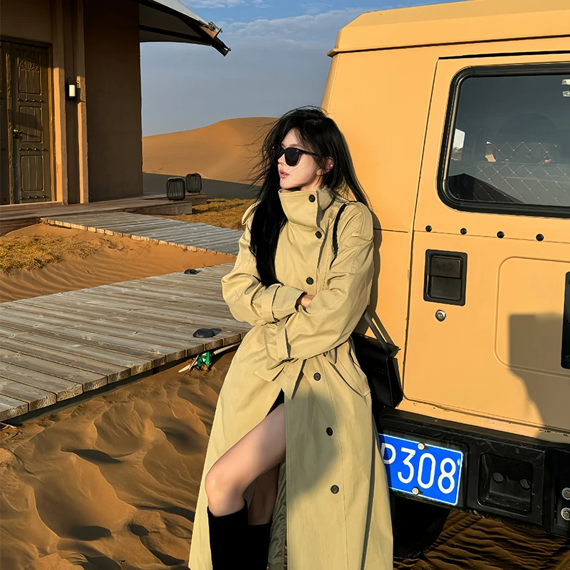 XIA²夏夏【可可西里】百搭宽松气质遮肉长款大衣外套风衣/ULI3860