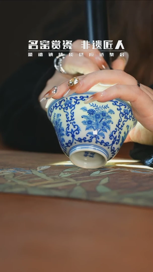 【闪购商品】杯刘建锋柴窑开窗石榴花撇口杯