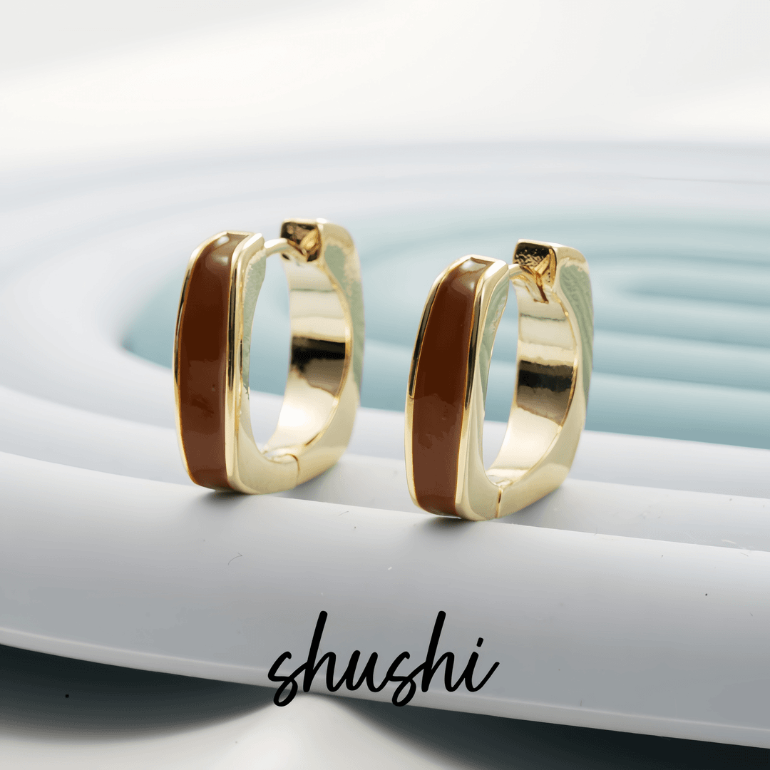 铜合金珐琅耳饰 圈圈时尚轻奢百搭气质耳环6812