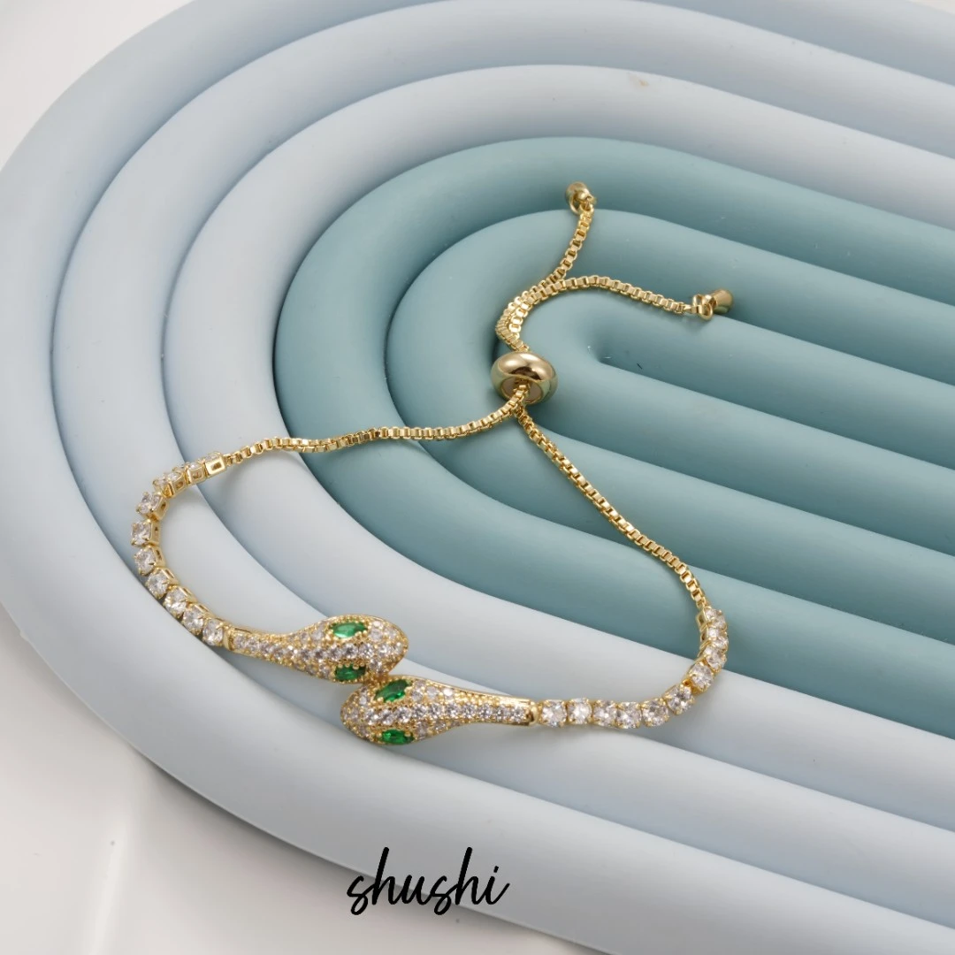 铜合金合成锆石手链 气质白色轻奢时尚金色黄色彩色手链6390