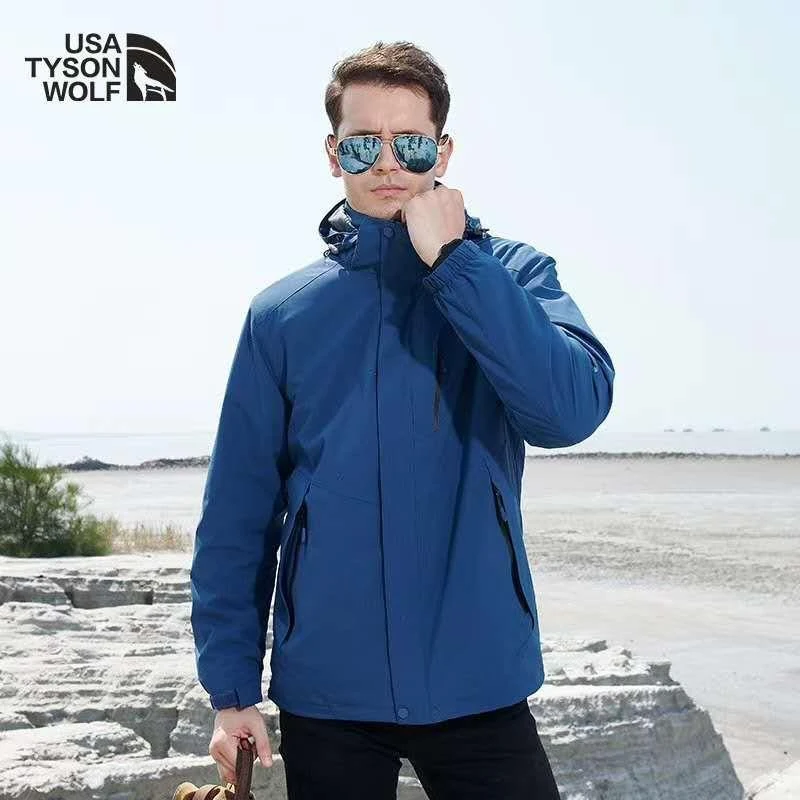 冬季冲锋衣定制三合一工作服印字logo4S店工装纯色厚外套订做刺绣