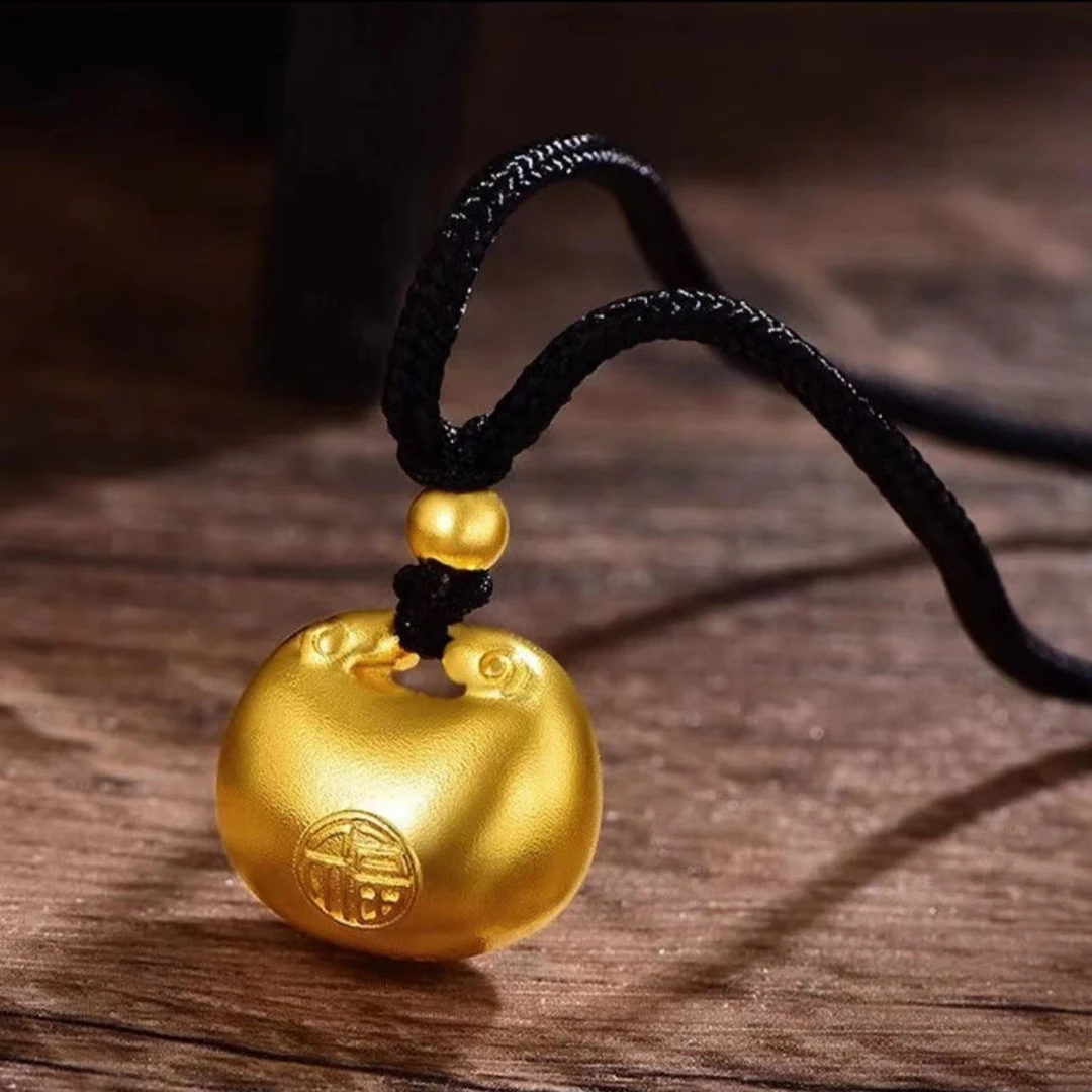 合金项链 小胖福吊坠新中式项链黑绳福字元宝