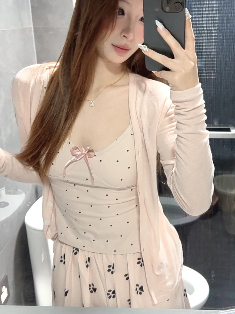 【粉色吊带内搭睡衣】温柔粉色系睡衣网红同款