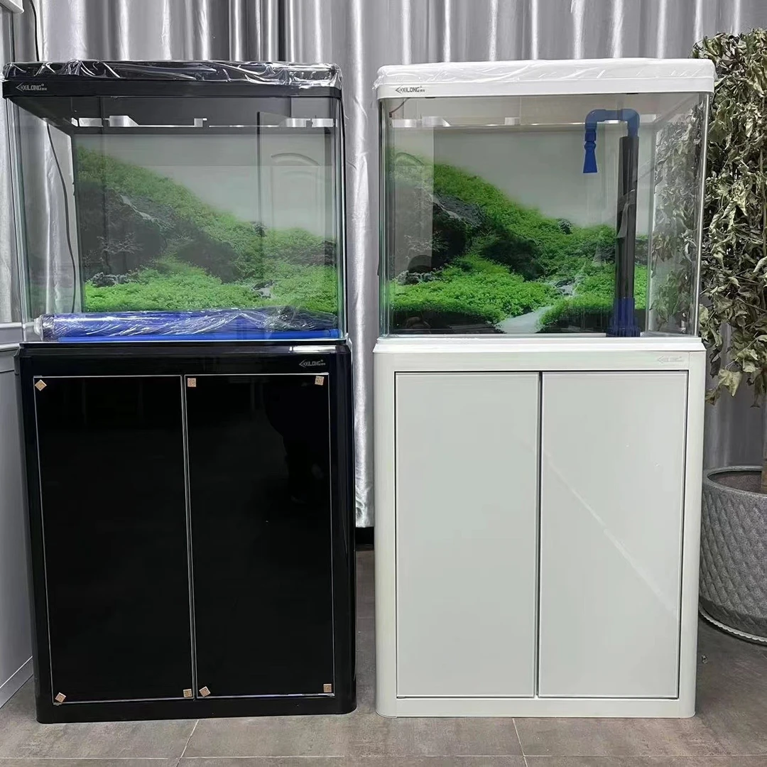 鱼缸中型底过滤金鱼缸家用落地办公摆放高清玻璃生态鱼缸水族箱