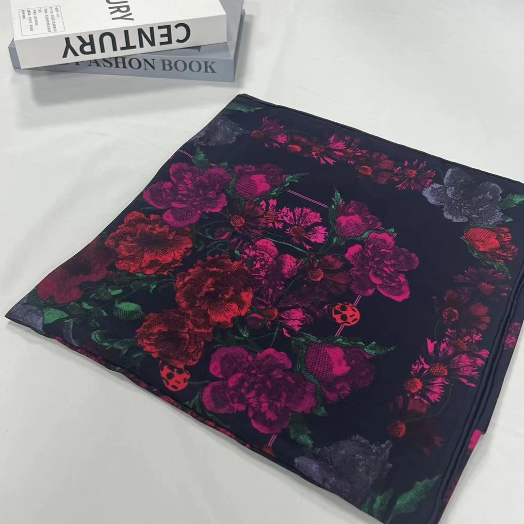 140斜纹绸方巾-月照星辰 135cm丝巾 005