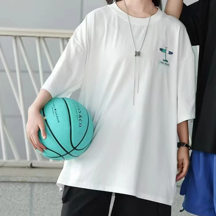 6685 白色 青少年 潮牌休闲针织短袖