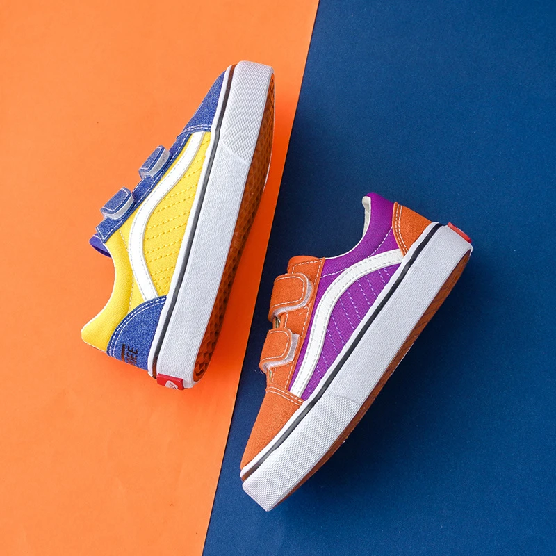 低帮儿童帆布鞋男童女童鞋子宝宝鸳鸯布鞋AB版潮鞋中大童皮面球鞋