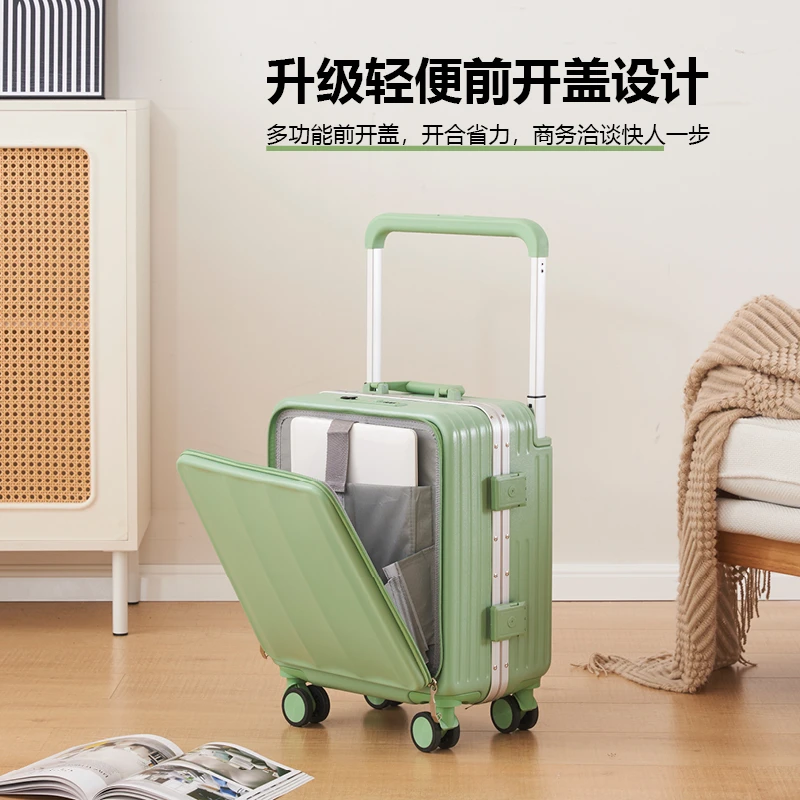 18寸铝框登机箱女2025新款多功能前置开口宽拉杆旅行箱小行李箱