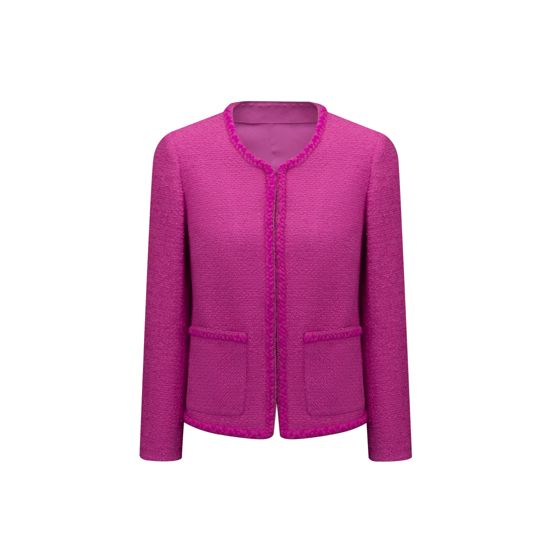 春衫【甜吻】通勤风粗花呢小香风短款纯色时尚上衣女外套秋冬23FJ06