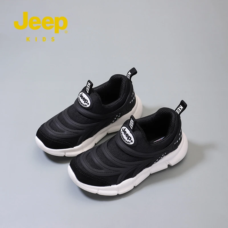 JEEP/吉普毛毛虫网面透气男童鞋儿童运动加绒男女童鞋二棉休闲鞋