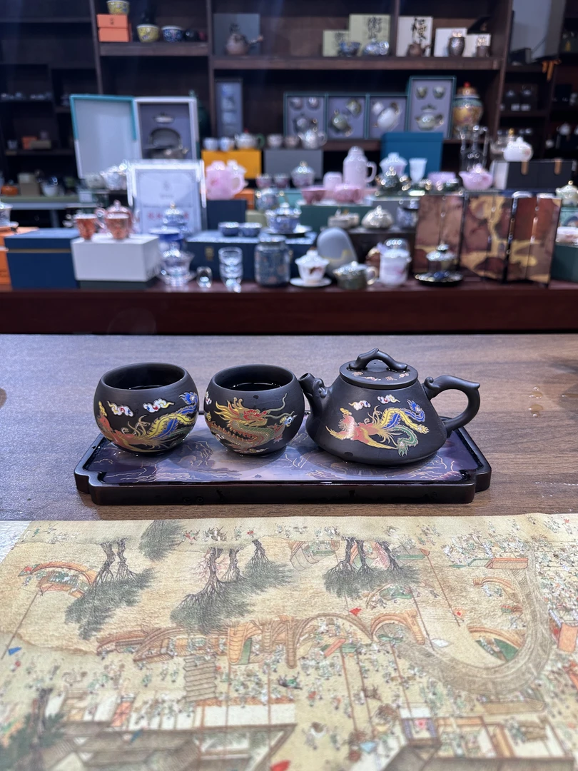 【闪购商品】知音茶具变色紫砂石瓢壶一壶两杯带茶盘