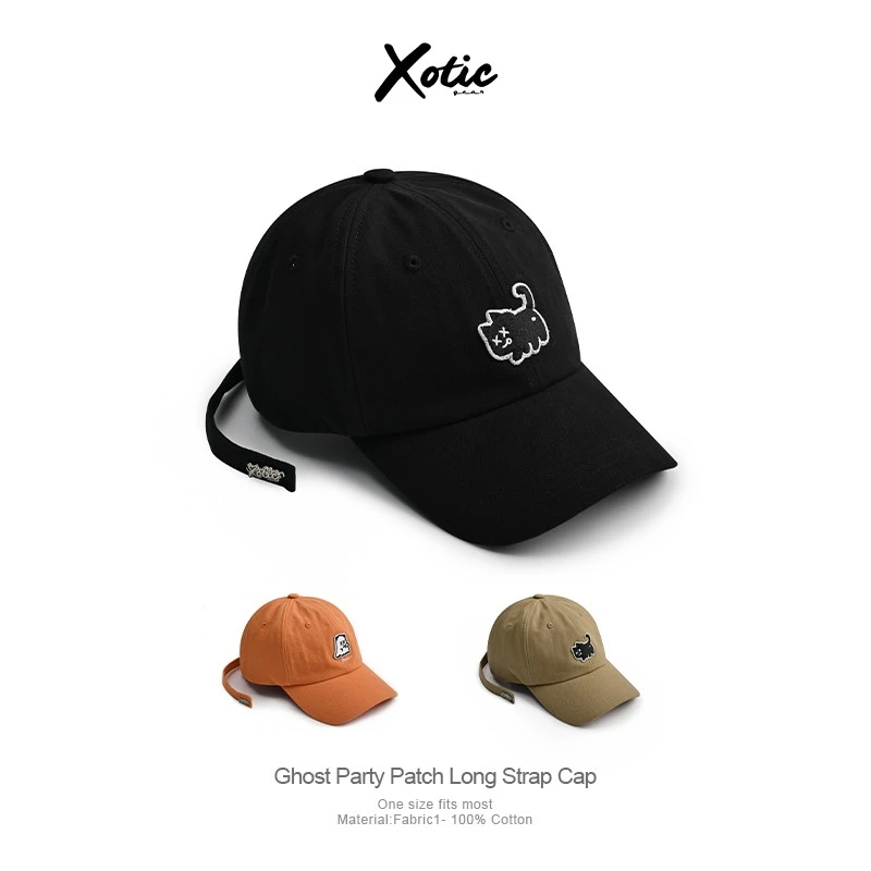Xotic官方 原创卡通猫鸭舌帽贴布绣可爱弯檐帽软顶棒球帽男女韩版