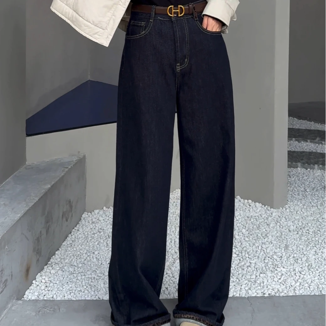 【修腿万能搭】秋冬高腰垂感宽松复古休闲阔腿百搭显瘦牛仔裤