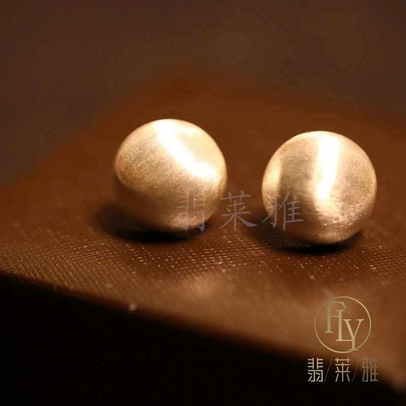 翡莱雅 法式简约气质拉丝亚光磨砂半圆耳环-2188