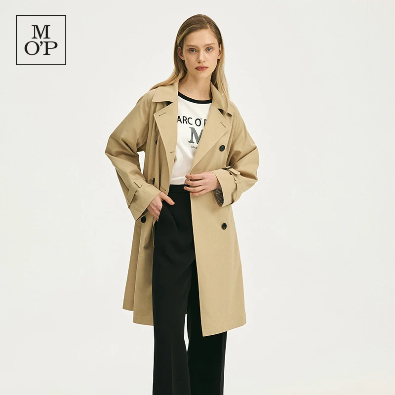 Marc O'Polo/MOP【美拉德风】春季英伦风双排扣气质收腰中长款风衣